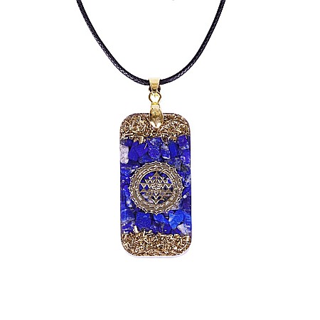 Pandantiv Pietre Semipretioase Lapis Lazuli Orgonit Oliver, Simbol SriYantra [5]