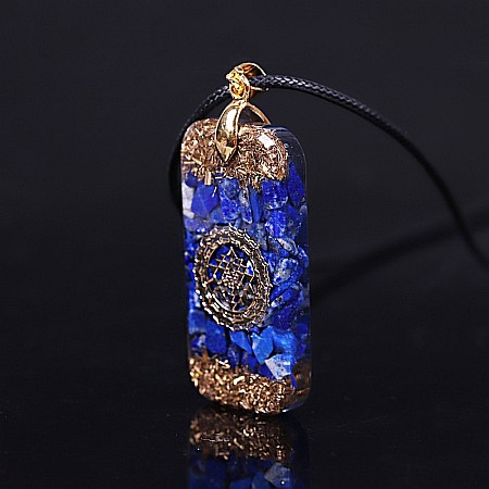 Pandantiv Pietre Semipretioase Lapis Lazuli Orgonit Oliver, Simbol SriYantra [1]