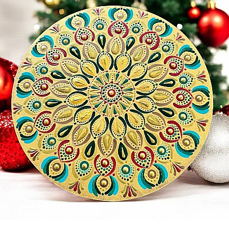 Pictura Mandala Unicat decoratiune pentru Craciun, 30 cm [4]