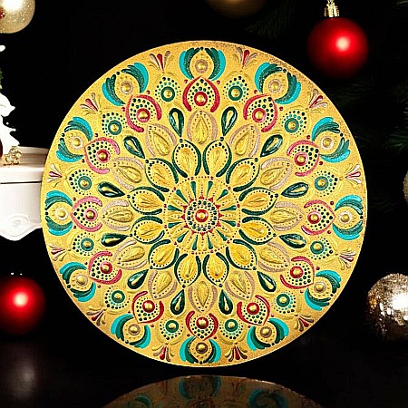 Pictura Mandala Unicat decoratiune pentru Craciun, 30 cm [6]