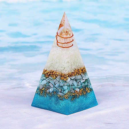 Piramida Orgonica Avi cu cristale de Amazonit, piatra luminoasa si cupru [6]