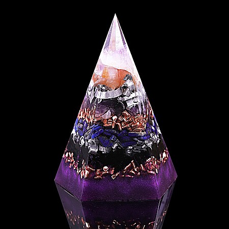 Bijuterii Lapis lazuli - Piramida orgonica generatoare de energie Latika din cristale de Ametist, Lapis Lazuli si Cuart Rosu Rutilat