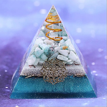 Piramida Orgonica Sunita ❤️ cu cristale de Amazonit si varf vibrational de cuart [3]