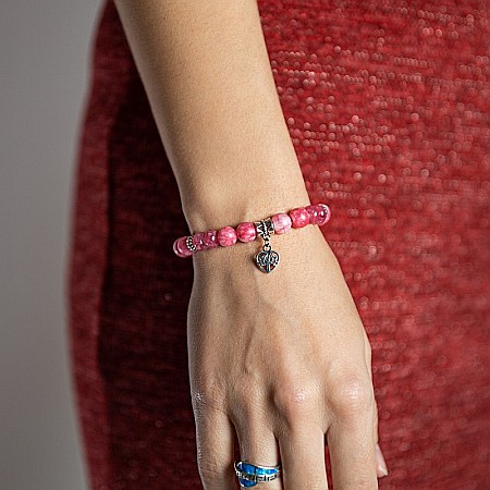 Rose, bratara dama realizata manual din pietre semipretioase de Rodocrozit si Morganit [3]