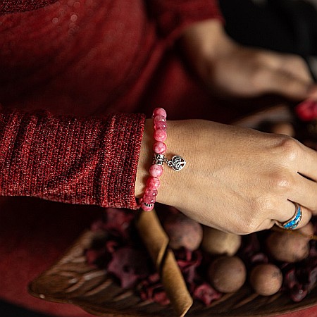 Rose, bratara dama realizata manual din pietre semipretioase de Rodocrozit si Morganit [2]