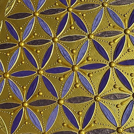 Serenitate Regala_Tablou Mandala Pictat Manual in culori regale auriu-mov, 40 cm [2]