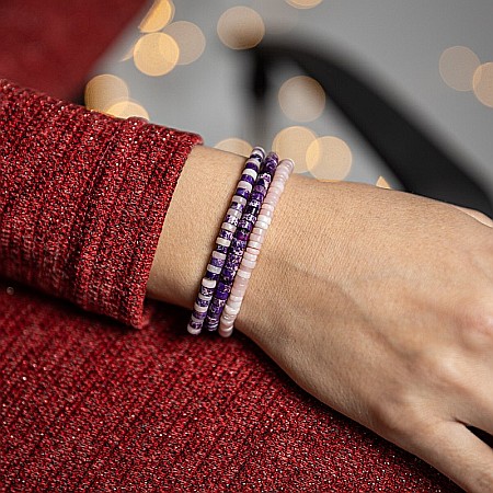 Set 3 bratari handmade Esther din piatra naturala de Jasp Sediment Marin si Cuart Roz [3]