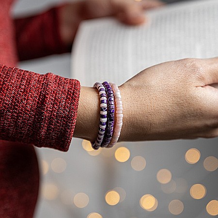 Set 3 bratari handmade Esther din piatra naturala de Jasp Sediment Marin si Cuart Roz [12]