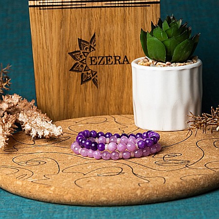 Set bratari handmade Kami pentru femei, din pietre semipretioase de Jad Lila Fatetat si Jad Mov [7]