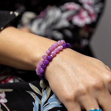 Set bratari handmade Kami pentru femei, din pietre semipretioase de Jad Lila Fatetat si Jad Mov [2]