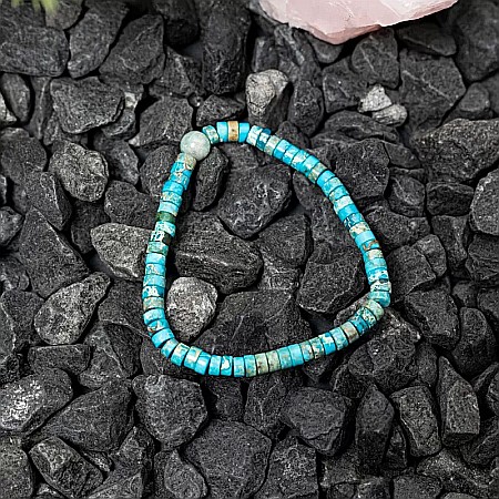 Set 2 bratari handmade Krishna dama din pietre naturale de Turcoaz Sediment Marin si Jasp Roz [8]