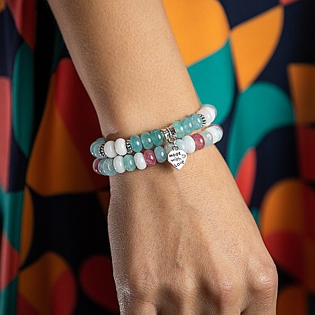 Set Dalia bratari handmade dama din Pietre Naturale Morganit cu charm Inima [1]