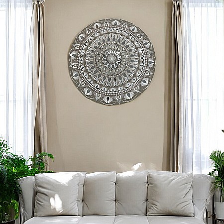 Stralucirea Echilibrului- Tablou Mandala Unicat Pictat Manual în culori acrilice cu oglinzi, 60 cm [6]