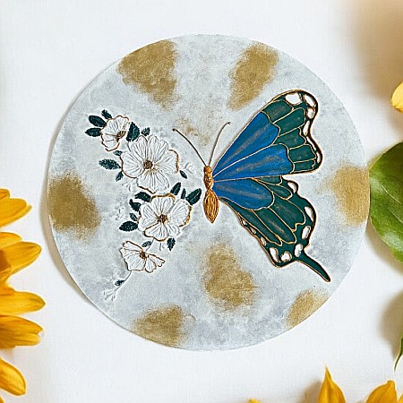 Tablou handmade 'Fluturele Inflorit' realizat pe suport de lemn de 60 cm [5]