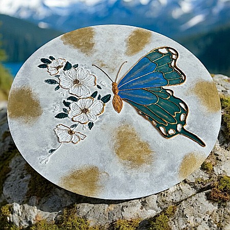 Tablou handmade 'Fluturele Inflorit' realizat pe suport de lemn de 60 cm [4]