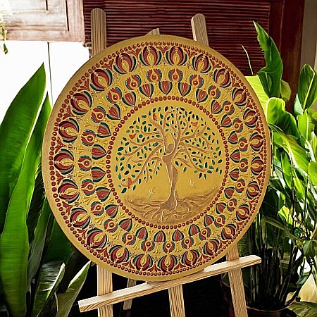 Tablouri Mandala - Tablou Mandala Copacul Vietii Femeie Auriu, 60 cm