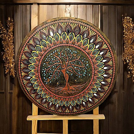 Tablou mandala Copacul Vietii pictat manual, 60 cm [4]