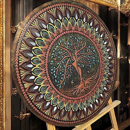 Tablou mandala Copacul Vietii pictat manual, 60 cm [3]