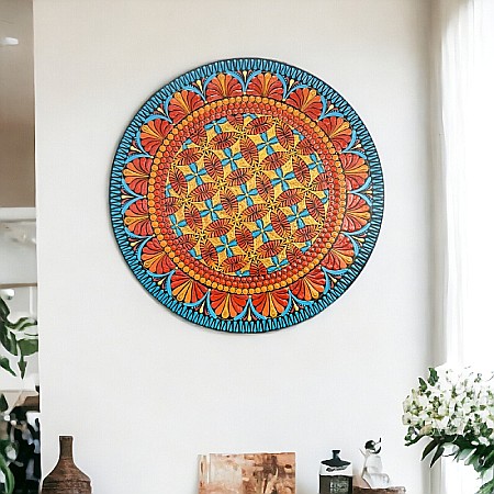 Tablouri Mandala - Tablou Mandala Flame pictat manual pe lemn, model unicat