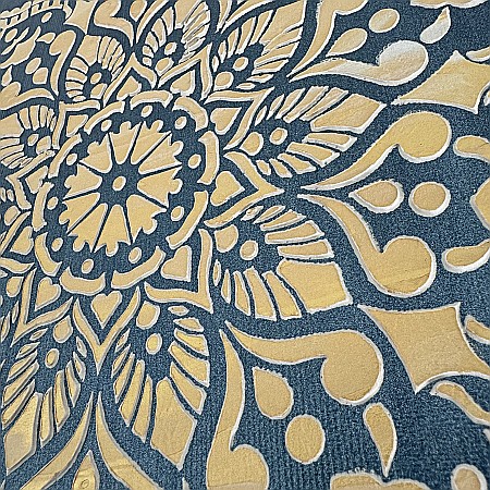 Tablou mandala pe suport canvas realizat cu pasta de structura, 29 cm [3]