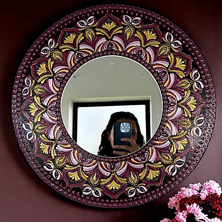 Tablou Mandala pictat manual cu oglinda, 40 cm [3]