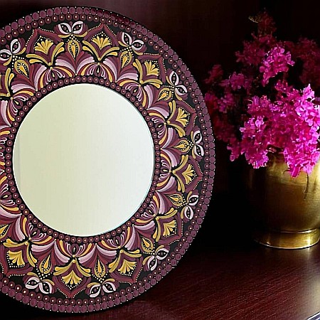 Tablou Mandala pictat manual cu oglinda, 40 cm [2]