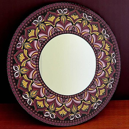Tablou Mandala pictat manual cu oglinda, 40 cm [1]