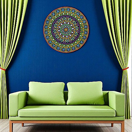 Tablou Mandala Pictat manual- un univers de culoare si energie pozitiva, 60 cm [6]