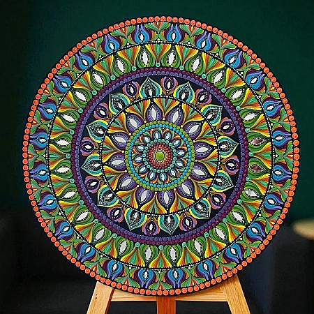 Tablouri Mandala - Tablou Mandala Pictat manual- un univers de culoare si energie pozitiva, 60 cm