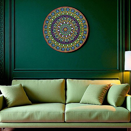 Tablou Mandala Pictat manual- un univers de culoare si energie pozitiva, 60 cm [3]