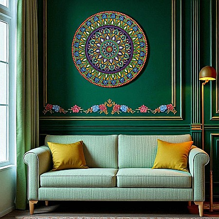 Tablou Mandala Pictat manual- un univers de culoare si energie pozitiva, 60 cm [4]