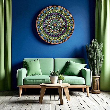 Tablou Mandala Pictat manual- un univers de culoare si energie pozitiva, 60 cm [2]