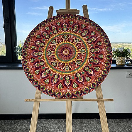 Tablou Mandala unicat in culori vibrante cu oglinzi, 60 cm [1]