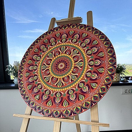 Tablouri Mandala - Tablou Mandala unicat in culori vibrante cu oglinzi, 60 cm