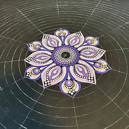 Tablou mandala unicat Serenity Blossom pictat manual in culori acrilice pe suport de lemn [2]