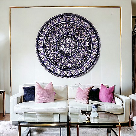 Tablou mandala unicat Serenity Blossom pictat manual in culori acrilice pe suport de lemn [4]