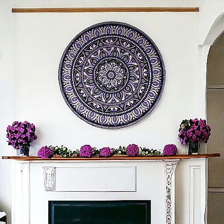 Tablou mandala unicat Serenity Blossom pictat manual in culori acrilice pe suport de lemn [1]