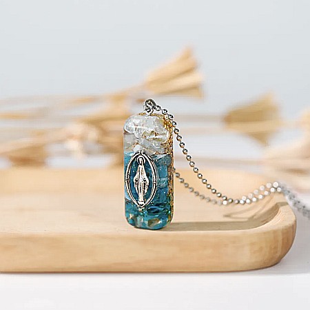 Talisman cu pandantiv orgonit Fecioara Maria din Cristale de Apatit si Cuart [3]