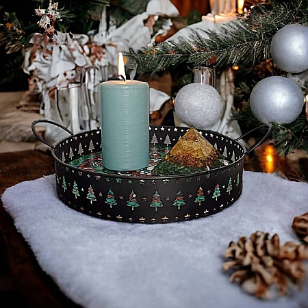 Tava decorativa Craciun unicat pictata manual cu model mandala 2 [6]