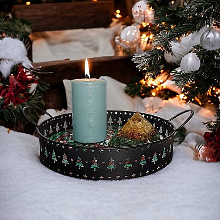 Tava decorativa Craciun unicat pictata manual cu model mandala 2 [7]