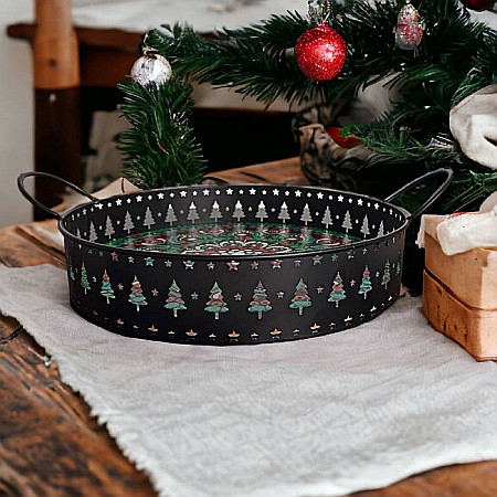 Tava decorativa Craciun unicat pictata manual cu model mandala 2 [8]