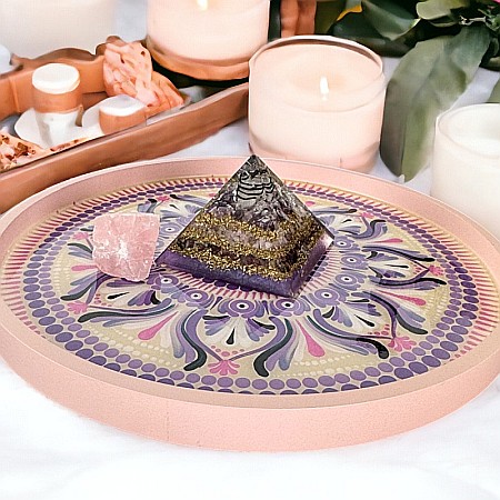 Tava decorativa pictata manual in model mandala cu strat protector de rasina [1]