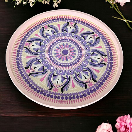 Tablouri Mandala - Tava decorativa pictata manual in model mandala cu strat protector de rasina