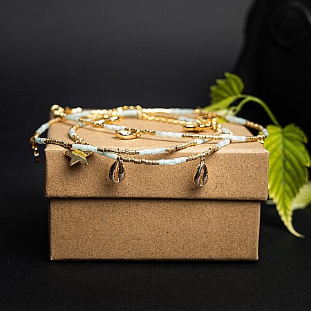 WOW! Lant de talie/Corp versatil din cristale de Acvamarin, placat cu aur de 18K [10]