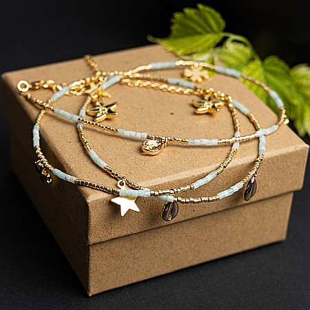 WOW! Lant de talie/Corp versatil din cristale de Acvamarin, placat cu aur de 18K [11]