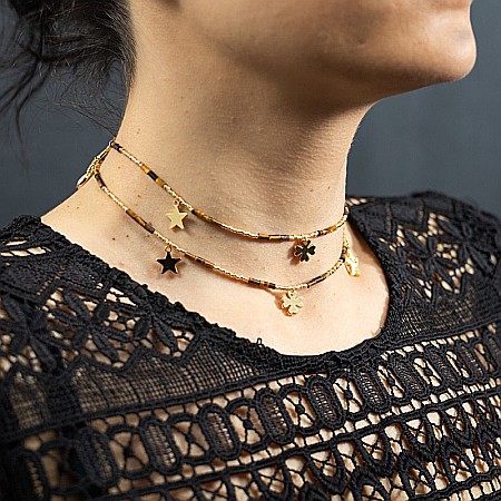 Lant de talie/Corp versatil din cristale de Ochi de Tigru, placat cu aur de 18K [8]