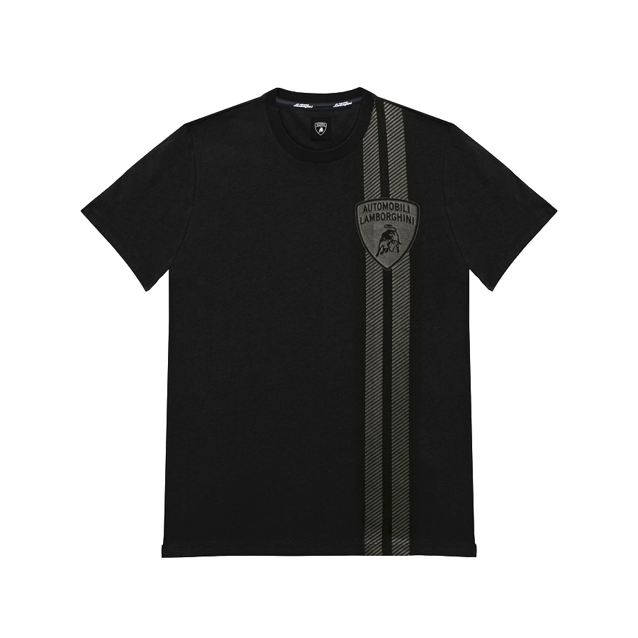 Tricou Automobili Lamborghini cu scut și dungă cauciucată [2]
