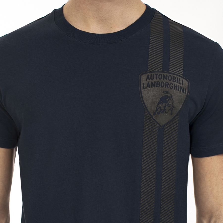 Tricou Automobili Lamborghini cu scut și dungă cauciucată [4]