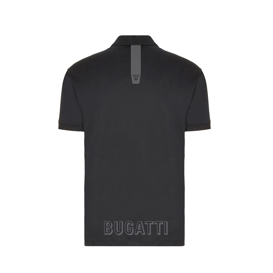 Tricou polo negru Bugatti cu logo gri [2]