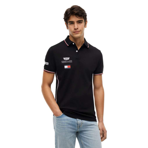Cadillac F1 Team - Tricou polo Cadillac Tommy Hilfiger Team Replica - Negru